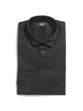 Cavalli Class Comfort Fit Logo Embroidered Cotton Dress Shirt Black Size 18 NWT